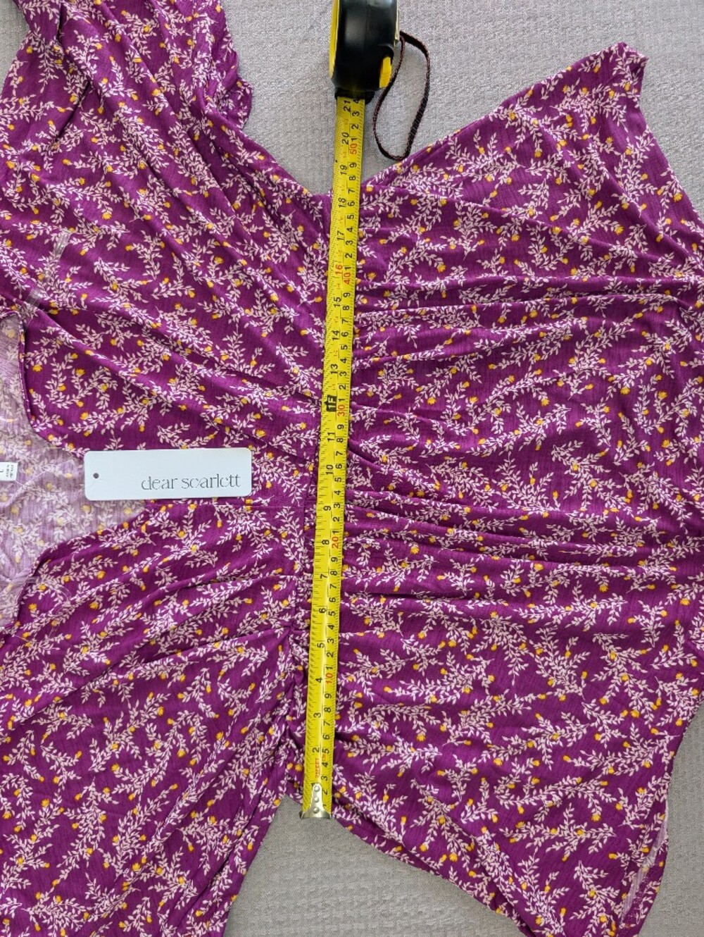 Dear Scarlett Dreamer Painted Purple V-Neck, Flutter Sleeve Empire Waist Blouse - Picture 12 of 15